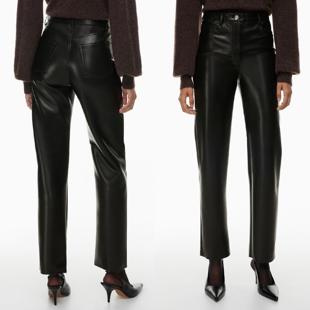 Wilfred Melina High Rise Straight Leg Black Faux Leather Pant Size 4